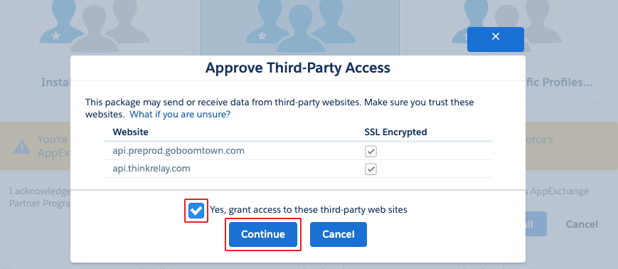 screenshot to approve third party access