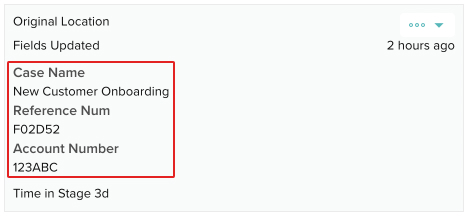 screenshot of a case kanban card with the additional fields highlighted