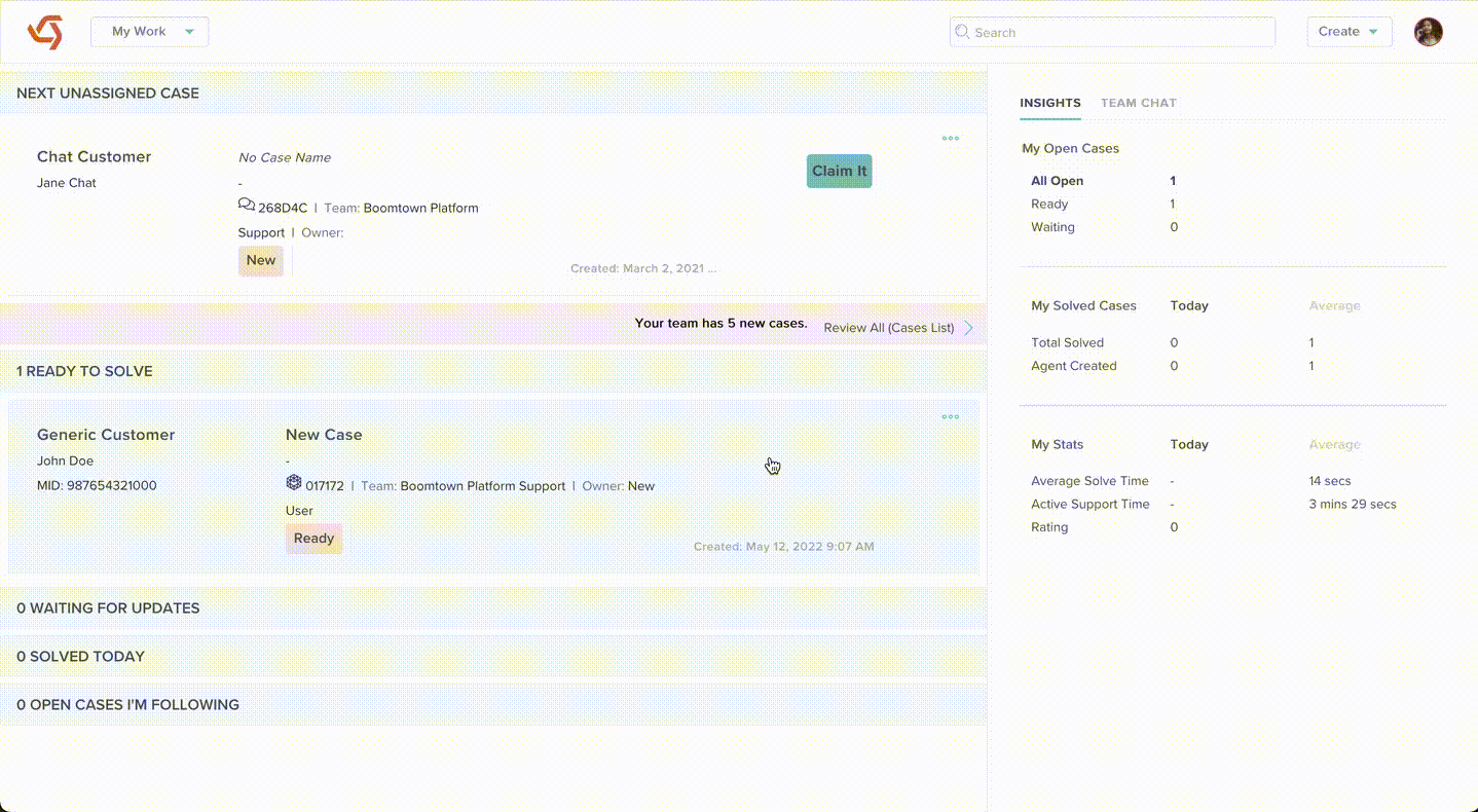 animated gif of different sections in the my work view collapsing and expanding