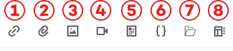 screenshot of the rich content options with each one individually numbered