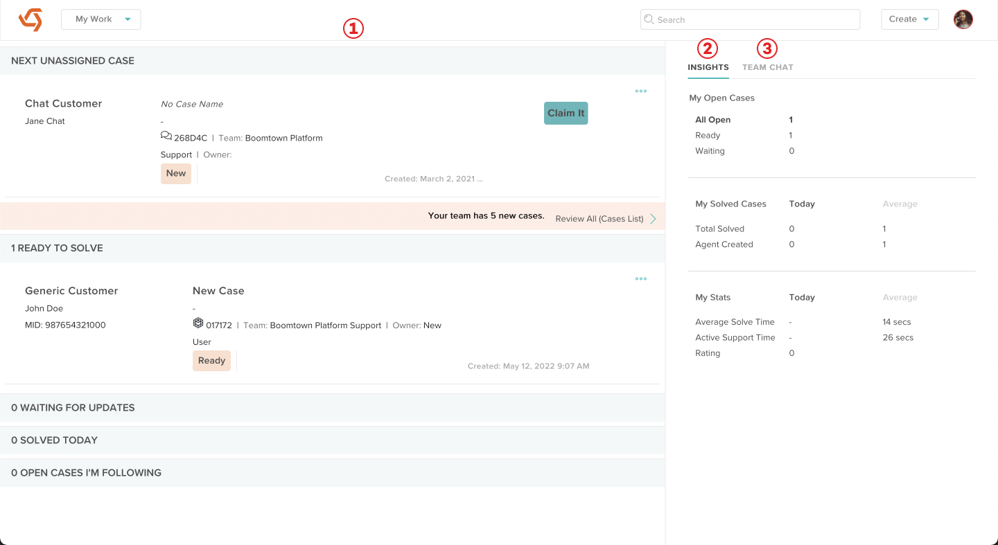 screenshot of the my work view in cxme