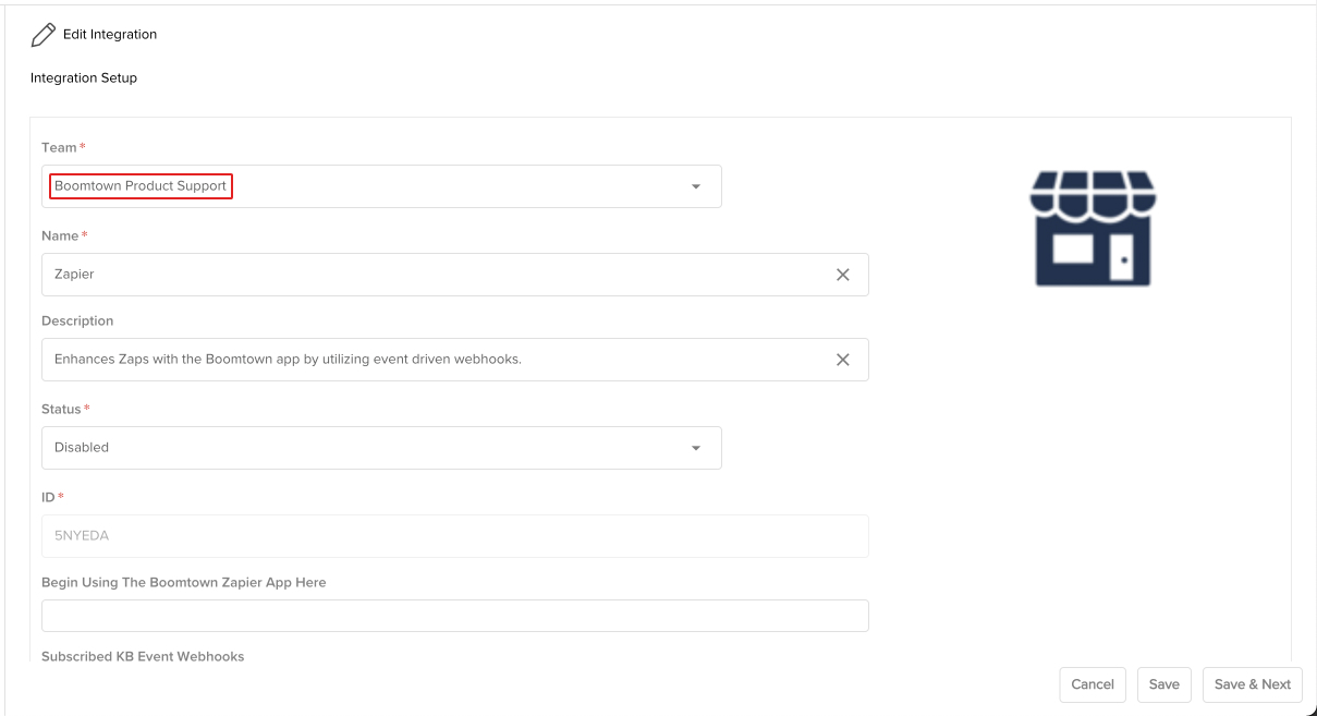 screenshot of the zapier configurator with the team highlighted