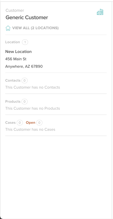 screenshot of the customer panel with the new location information