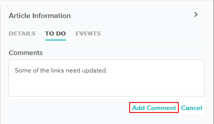screenshot of the comment field and the add comment button highlighted