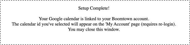 screenshot of the message saying setup complete