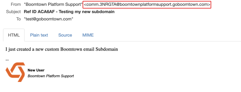 screenshot of an email with the from email address highlighted